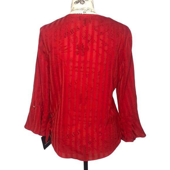 Fortune + Ivy SMALL Stitch Fix Semi-Sheer Stripe Front Tie Wrap Blouse NWT - Picture 3 of 7